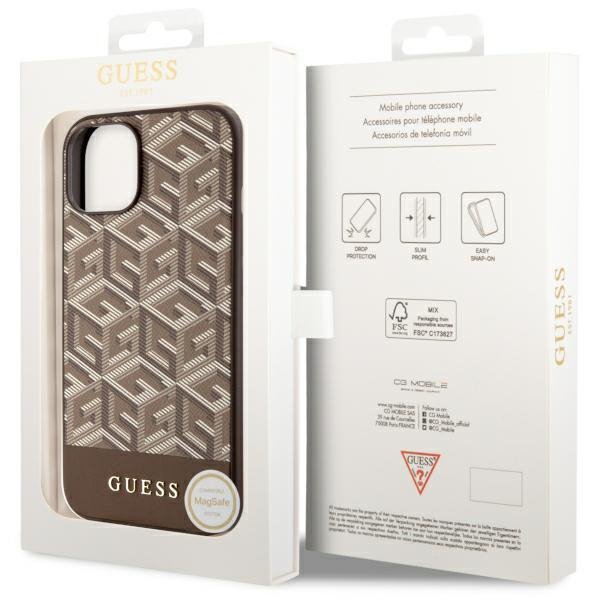 Guess GUHMP14SHGCFSEW iPhone 14 / 15 /13 6.1&quot; brązowy/brown hardcase GCube Stripes MagSafe