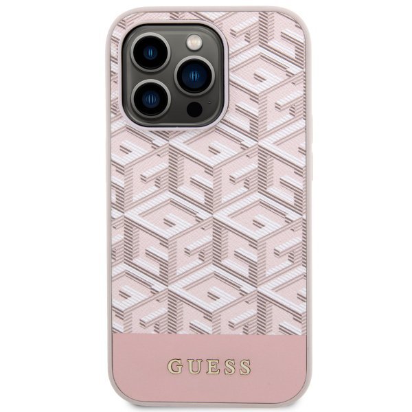 Guess GUHMP14LHGCFSEP iPhone 14 Pro 6,1&quot; różowy/pink hard case GCube Stripes MagSafe