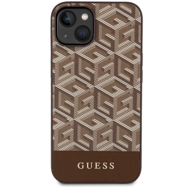 Guess GUHMP14MHGCFSEW iPhone 14 Plus / 15 Plus 6.7&quot; brązowy/brown hard case GCube Stripes MagSafe
