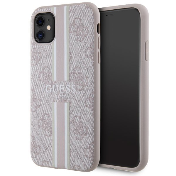 Guess GUHMN61P4RPSP iPhone 11 / Xr różowy/pink hardcase 4G Printed Stripes MagSafe