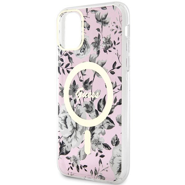 Guess GUHMN61HCFWSP iPhone 11 / Xr 6.1&quot; różowy/pink hardcase Flower MagSafe