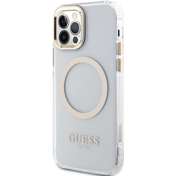 Guess GUHMP12MHTRMD iPhone 12/12 Pro 6.1&quot; złoty/gold hardcase Metal Outline Magsafe