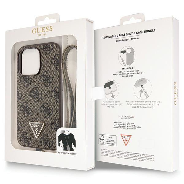 Guess GUHCP13LP4TDSCPW iPhone 13 Pro / 13 6.1&quot; brązowy/brown hardcase Crossbody 4G Metal Logo