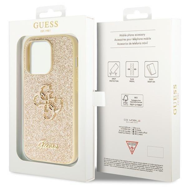 Guess GUHCP14LHG4SGD iPhone 14 Pro 6.1&quot; złoty/gold hardcase Glitter Script Big 4G