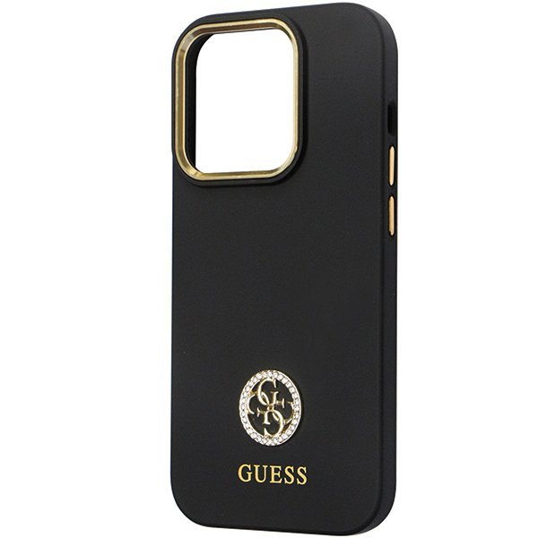 Guess GUHCP14LM4DGPK iPhone 14 Pro 6.1&quot; czarny/black hardcase Silicone Logo Strass 4G