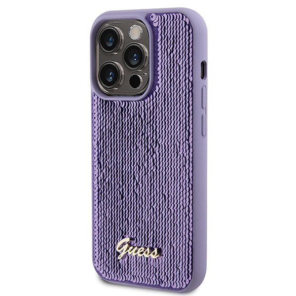 Guess GUHCP15XPSFDGSU iPhone 15 Pro Max 6.7&quot; fioletowy/purple hardcase Sequin Script Metal