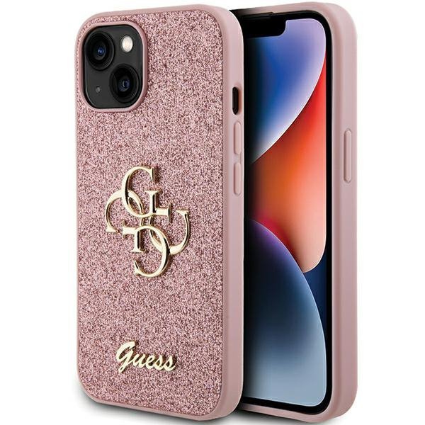 Guess GUHCP15SHG4SGP iPhone 15 / 14 / 13 6.1&quot; różowy/pink hardcase Glitter Script Big 4G