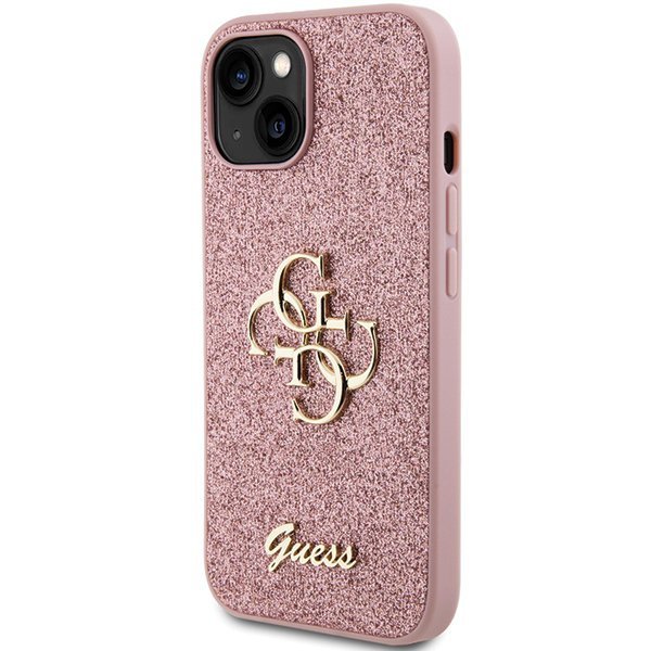 Guess GUHCP15SHG4SGP iPhone 15 / 14 / 13 6.1&quot; różowy/pink hardcase Glitter Script Big 4G