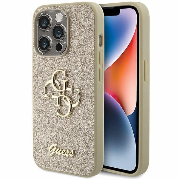 Guess GUHCP15LHG4SGD iPhone 15 Pro 6.1&quot; złoty/gold hardcase Glitter Script Big 4G