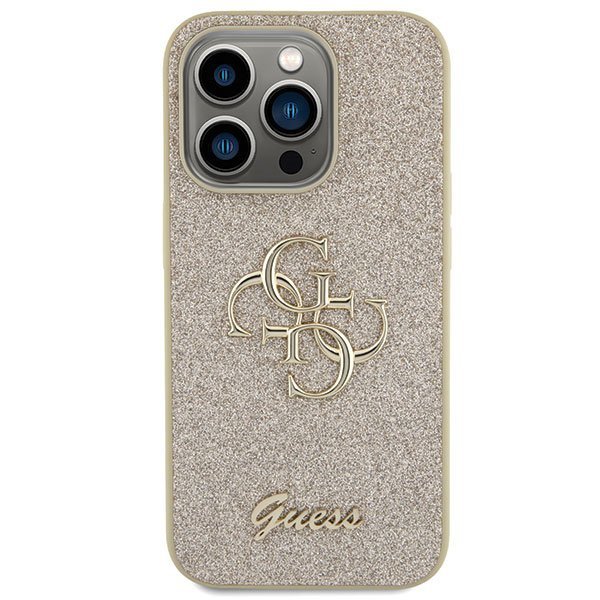 Guess GUHCP15XHG4SGD iPhone 15 Pro Max 6.7&quot; złoty/gold hardcase Glitter Script Big 4G