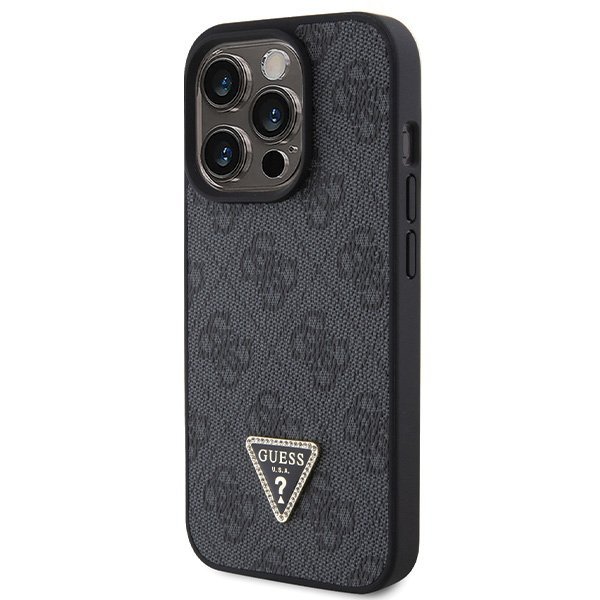 Guess GUHCP15LP4TDPK iPhone 15 Pro 6.1&quot; czarny/black hardcase Leather 4G Diamond Triangle