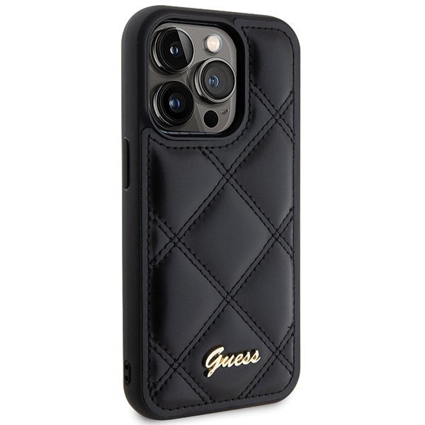 Guess GUHCP15LPSQSQSK iPhone 15 Pro 6.1&quot; czarny/black hardcase Quilted Metal Logo