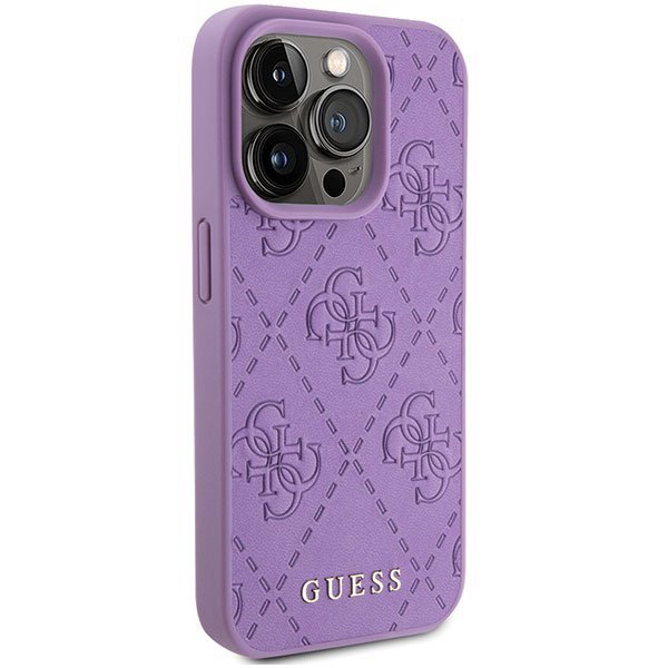 Guess GUHCP15LP4EPMU iPhone 15 Pro 6.1&quot; fioletowy/light purple hardcase Leather 4G Stamped