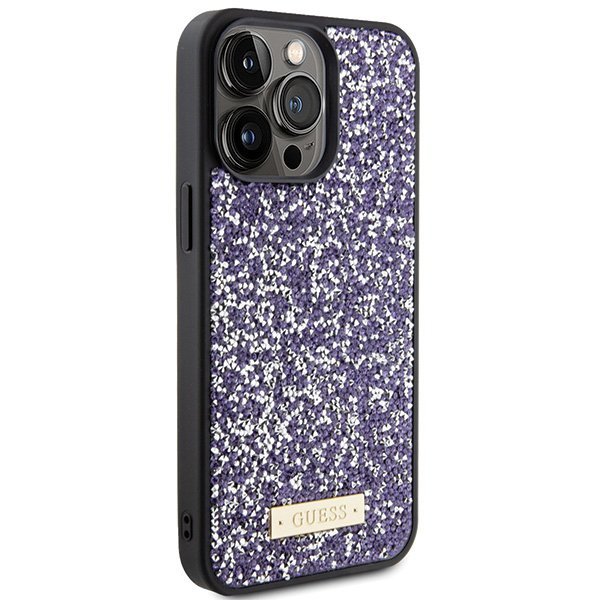 Guess GUHCP15LPFGSBSP iPhone 15 Pro 6.1&quot; fioletowy/purple hardcase Rhinestone Metal Logo