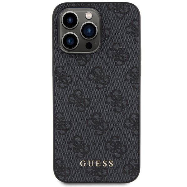 Guess GUHCP15LG4GFGR iPhone 15 Pro 6.1&quot; szary/grey hard case 4G Metal Gold Logo