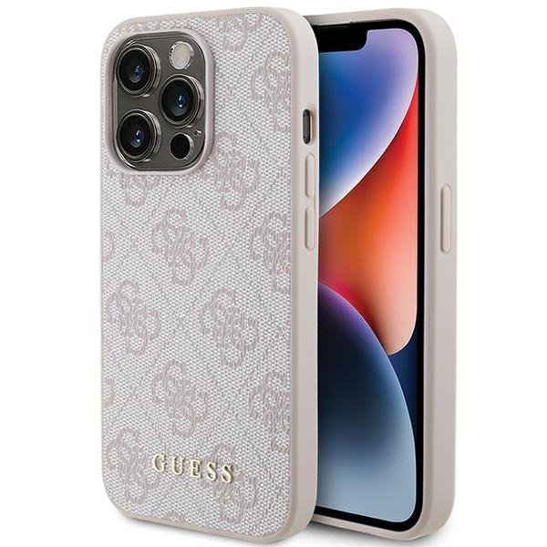 Guess GUHCP15LG4GFPI iPhone 15 Pro 6.1&quot; różowy/pink hard case 4G Metal Gold Logo
