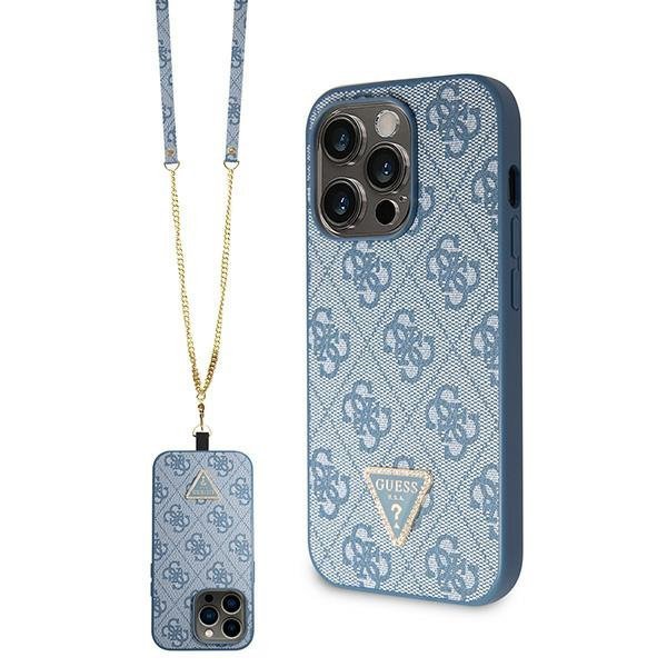 Guess GUHCP15LP4TDSCPB iPhone 15 Pro 6.1&quot; niebieski/blue hardcase Crossbody 4G Metal Logo