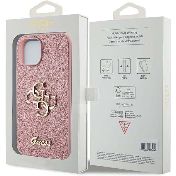 Guess GUHCP15MHG4SGP iPhone 15 Plus / 14 Plus 6.7&quot; różowy/pink hardcase Glitter Script Big 4G