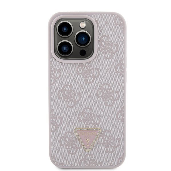 Guess GUHCP15LP4TDPP iPhone 15 Pro 6.1&quot; różowy/pink hardcase Leather 4G Triangle Strass