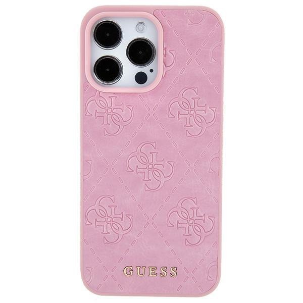 Guess GUHCP15SP4EPMP iPhone 15 / 14 / 13 6.1&quot; różowy/pink hardcase Leather 4G Stamped