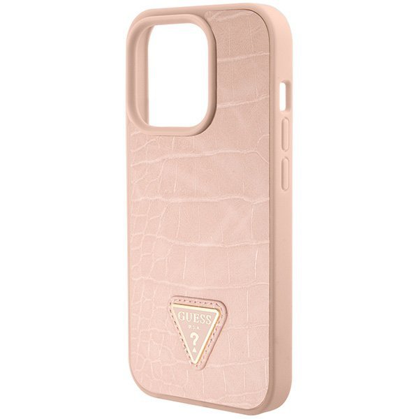 Guess GUHCP15XPCRTHCP iPhone 15 Pro Max różowy/pink hardcase Croco Triangle Metal Logo