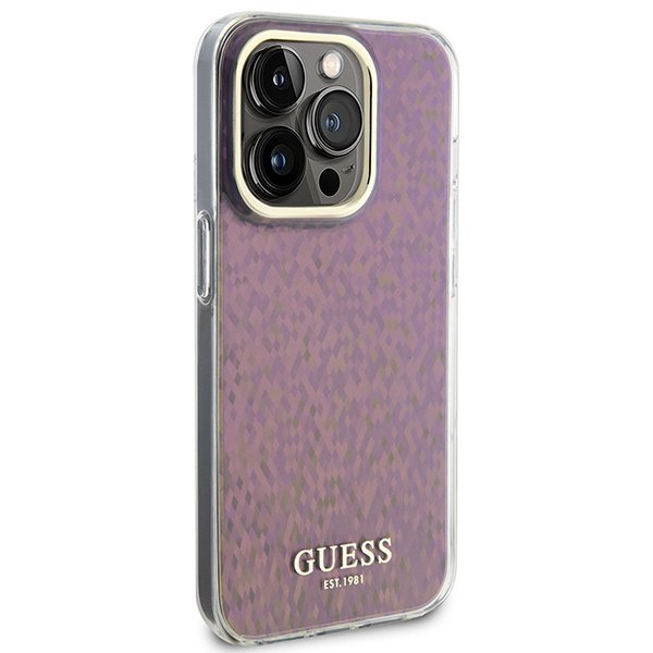 Guess GUHCP15XHDECMP iPhone 15 Pro Max 6.7&quot; różowy/pink hardcase IML Faceted Mirror Disco Iridescent
