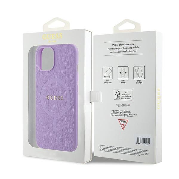 Guess GUHMP15SPSAHMCU iPhone 15 / 14 / 13 6.1&quot; fioletowy/purple hardcase Saffiano MagSafe