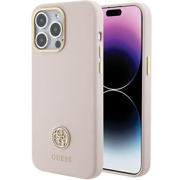 Guess GUHCP15XM4DGPP iPhone 15 Pro Max 6.7&quot; jasnoróżowy/pink hardcase Silicone Logo Strass 4G