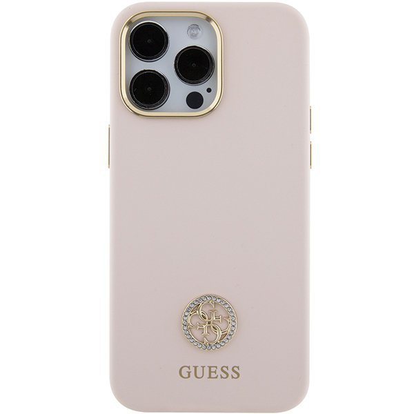 Guess GUHCP15XM4DGPP iPhone 15 Pro Max 6.7&quot; jasnoróżowy/pink hardcase Silicone Logo Strass 4G