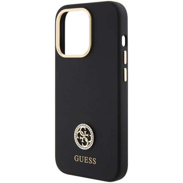 Guess GUHCP15LM4DGPK iPhone 15 Pro6.1&quot; czarny/black hardcase Silicone Logo Strass 4G