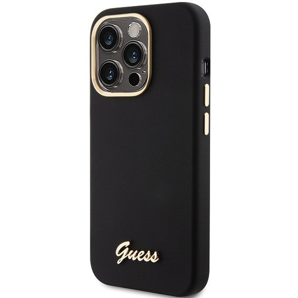 Guess GUHCP15XSMBSLK iPhone 15 Pro Max 6.7&quot; czarny/black hardcase Silicone Script Metal Logo & Frame