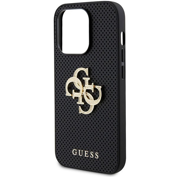 Guess GUHCP15XPSP4LGK iPhone 15 Pro Max 6.7&quot; czarny/black hardcase Leather Perforated 4G Glitter Logo