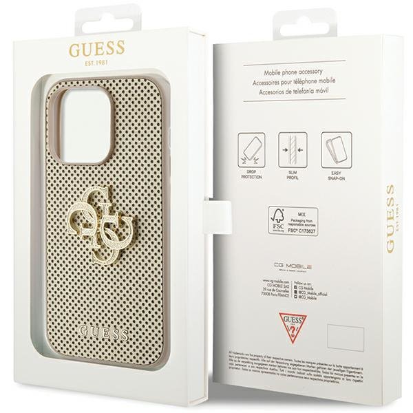 Guess GUHCP15LPSP4LGD iPhone 15 Pro 6.1&quot; złoty/gold hardcase Perforated 4G Glitter