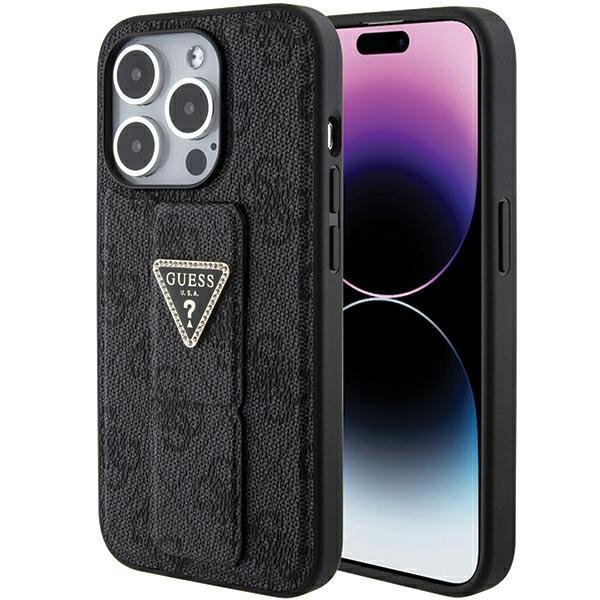Guess GUHCP15LPGS4TDK iPhone 15 Pro 6.1&quot; czarny/black hardcase Grip Stand 4G Triangle Strass