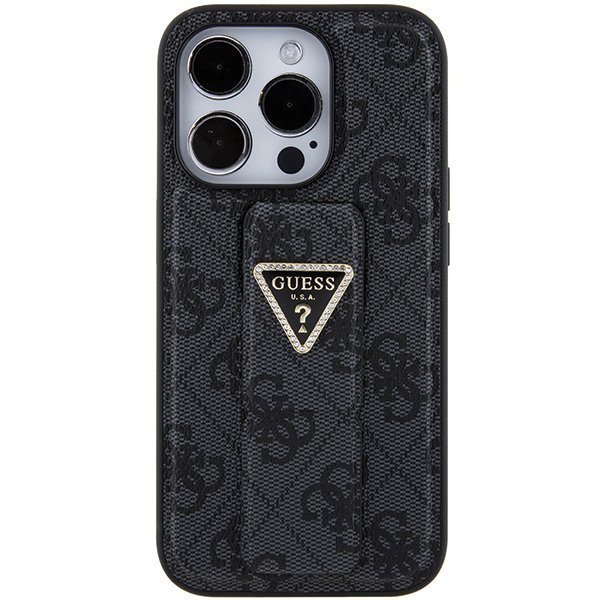Guess GUHCP15LPGS4TDK iPhone 15 Pro 6.1&quot; czarny/black hardcase Grip Stand 4G Triangle Strass
