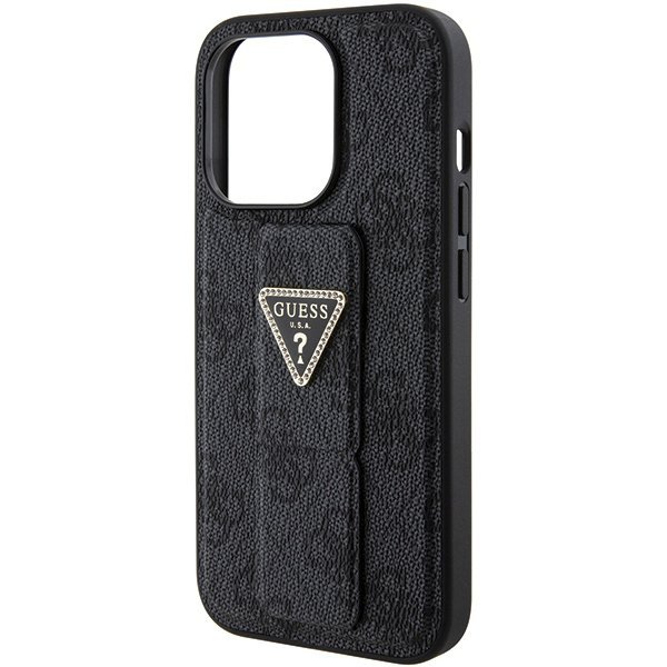 Guess GUHCP15LPGS4TDK iPhone 15 Pro 6.1&quot; czarny/black hardcase Grip Stand 4G Triangle Strass