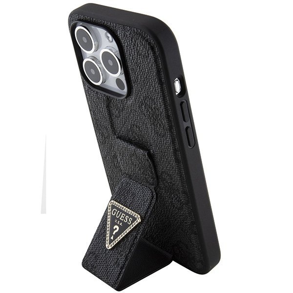 Guess GUHCP15XPGS4TDK iPhone 15 Pro Max 6.7&quot; czarny/black hardcase Grip Stand 4G Triangle Strass