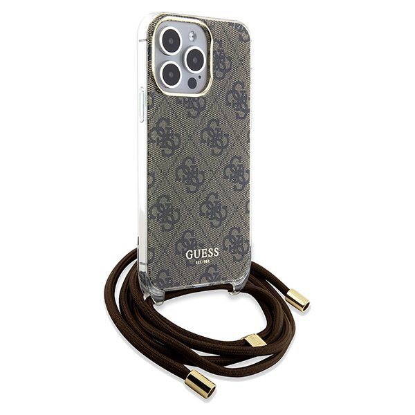 Guess GUHCP15LHC4SEW iPhone 15 Pro 6.1&quot; brązowy/brown hardcase Crossbody Cord 4G Print