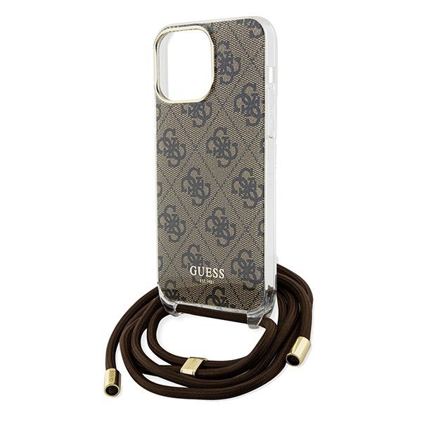 Guess GUHCP15LHC4SEW iPhone 15 Pro 6.1&quot; brązowy/brown hardcase Crossbody Cord 4G Print