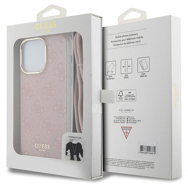 Guess GUHCP15XHC4SEP iPhone 15 Pro Max6.7&quot; różowy/pink hardcase Crossbody Cord 4G Print