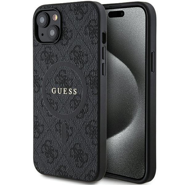 Guess GUHMP15SG4GFRK iPhone 15 / 14 / 13 6.1&quot; czarny/black hardcase 4G Collection Leather Metal Logo MagSafe