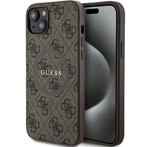 Guess GUHMP15SG4GFRW iPhone 15 / 14 / 13 6.1&quot; brązowy/brown hardcase 4G Collection Leather Metal Logo MagSafe