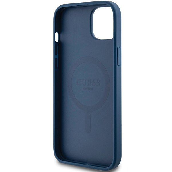 Guess GUHMP15MG4GFRB iPhone 15 Plus / 14 Plus 6.7&quot; niebieski/blue hardcase 4G Collection Leather Metal Logo MagSafe