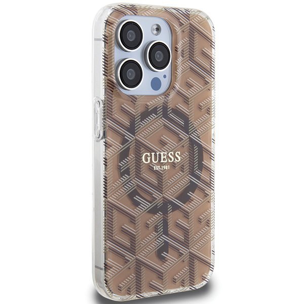 Guess GUHMP15XHGCUSTGW iPhone 15 Pro Max 6.7&quot; brązowy/brown hardcase IML GCube MagSafe