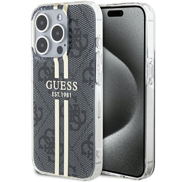 Guess GUHCP15XH4PSEGK iPhone 15 Pro Max 6.7&quot; czarny/black hardcase IML 4G Gold Stripe