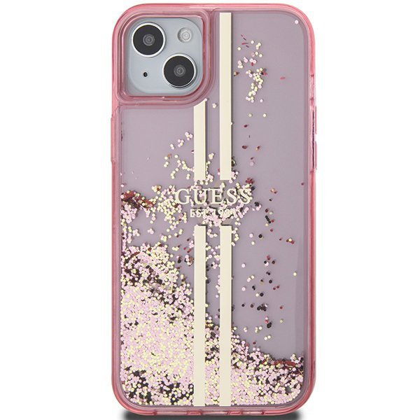 Guess GUHCP15MLFCSEGP iPhone 15 Plus / 14 Plus 6.7&quot; różowy/pink hardcase Liquid Glitter Gold Stripes