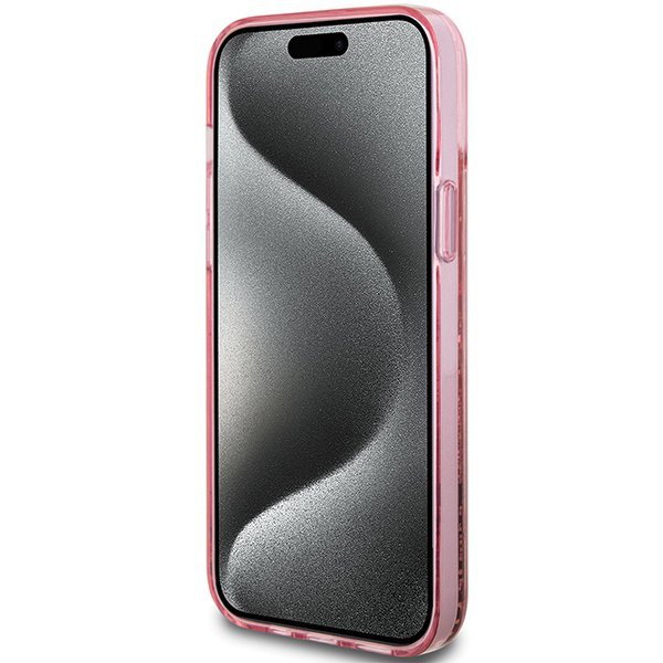 Guess GUHCP15MLFCSEGP iPhone 15 Plus / 14 Plus 6.7&quot; różowy/pink hardcase Liquid Glitter Gold Stripes