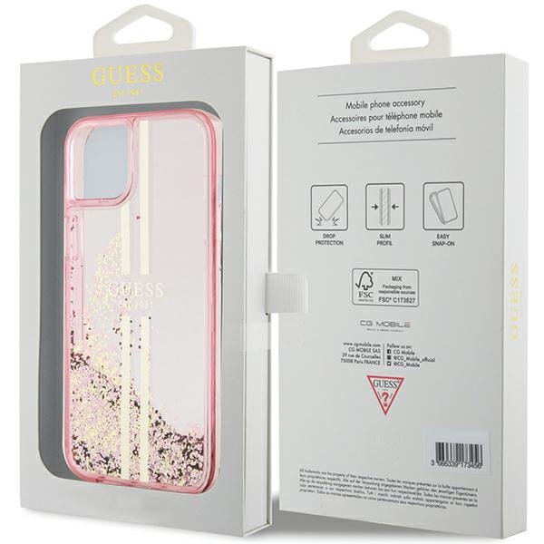 Guess GUHCP15MLFCSEGP iPhone 15 Plus / 14 Plus 6.7&quot; różowy/pink hardcase Liquid Glitter Gold Stripes