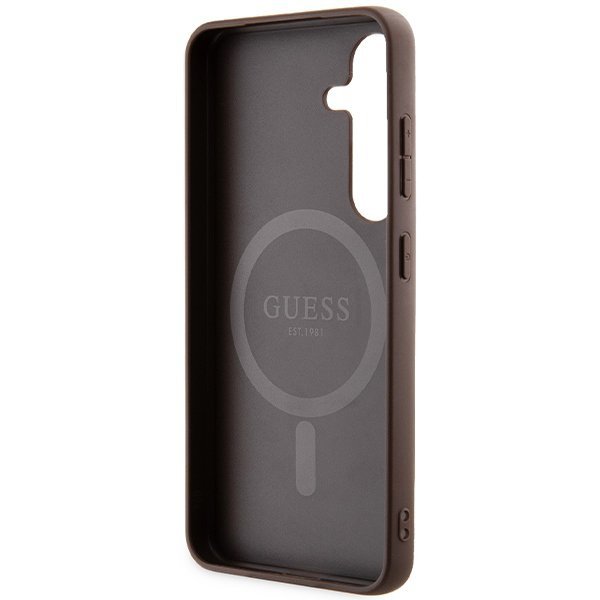 Guess GUHMS24SG4GFRW S24 S921 brązowy/brown hardcase 4G Collection Leather Metal Logo MagSafe