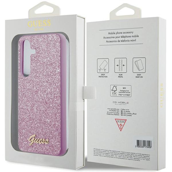 Guess GUHCS24MHGGSHU S24+ S926 fioletowy/purple hardcase Glitter Script